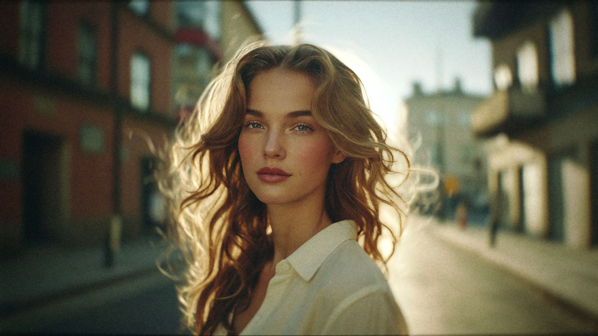Portrait golden hour after Halobloom: Film Grain, Film Looks, Lens Blur, Vignette