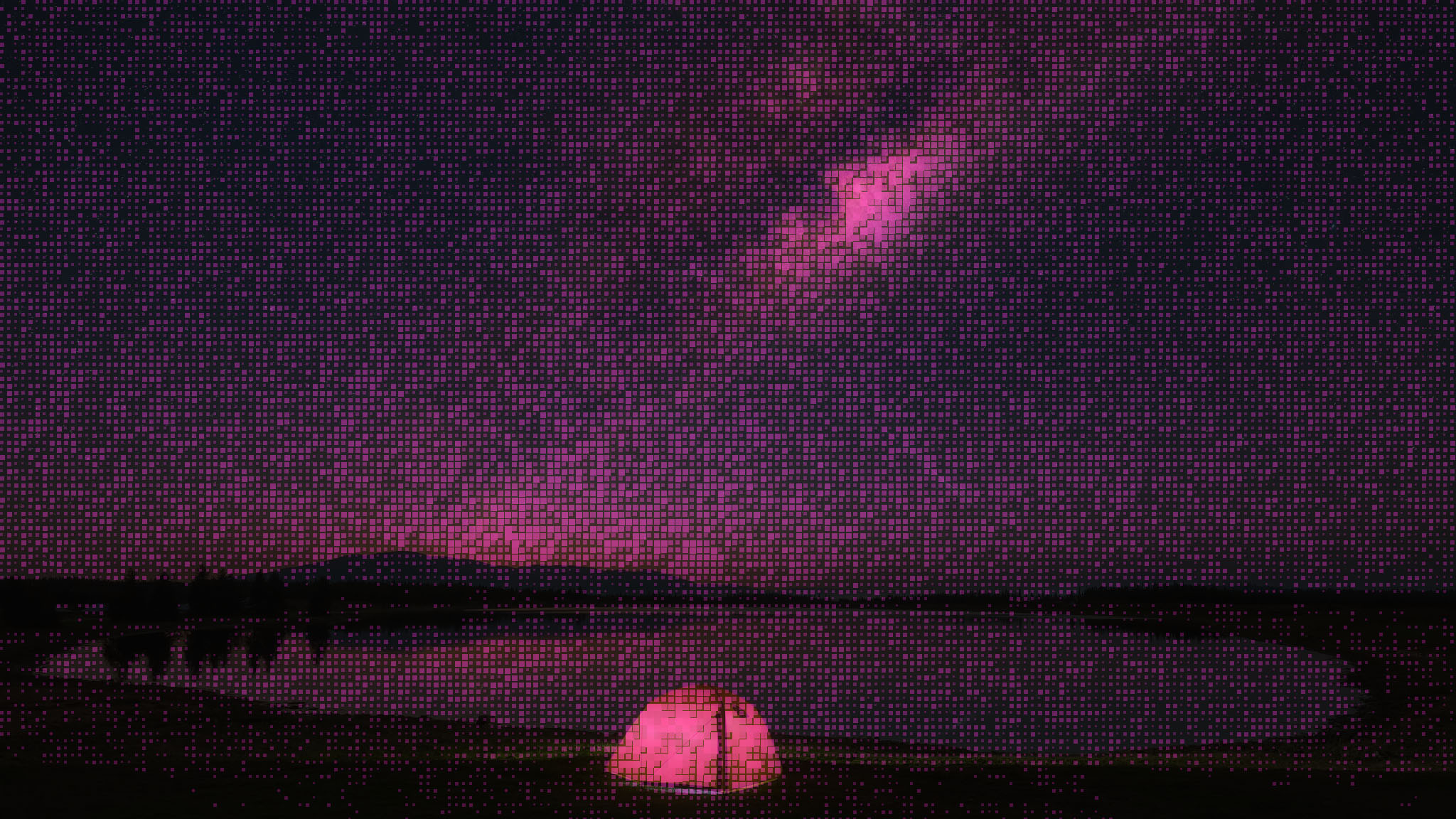 Milky Way lake tent after Halobloom: Bloom, Pixelify